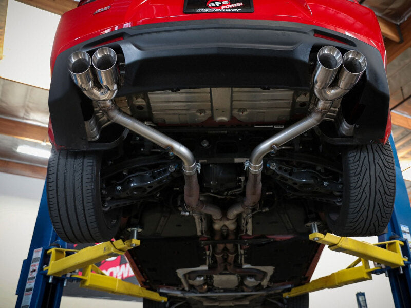 aFe POWER MACH Force-Xp 3in Axle-Back Exhaust 16-20 Chevy Camaro SS V8 6.2L w/o Mufflers - Polished - 49-44119NM-P