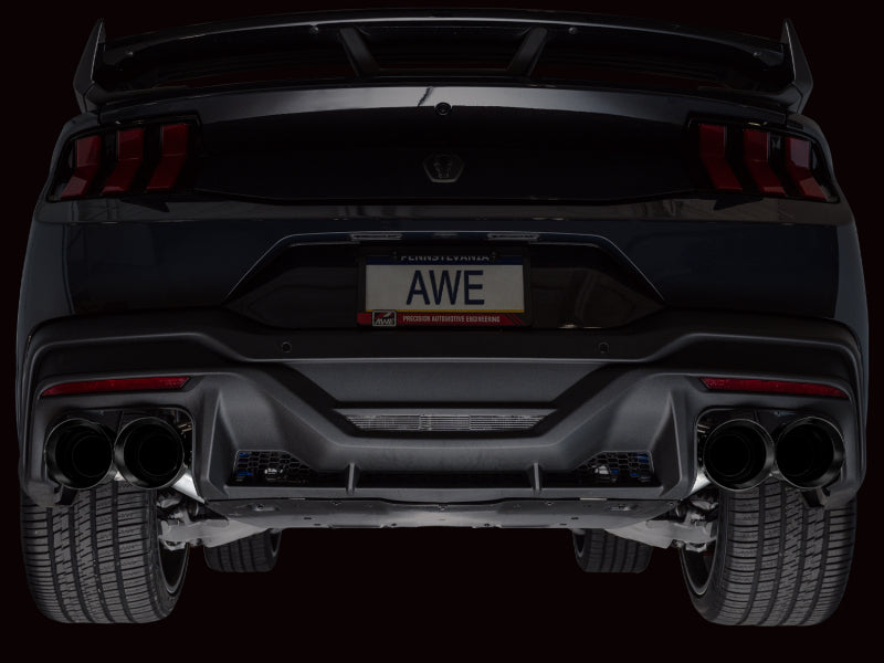 AWE 2024 Ford Mustang Dark Horse S650 RWD Track Edition Cat-Back Exhaust w/ Quad Diamond Black Tips - 3020-43375