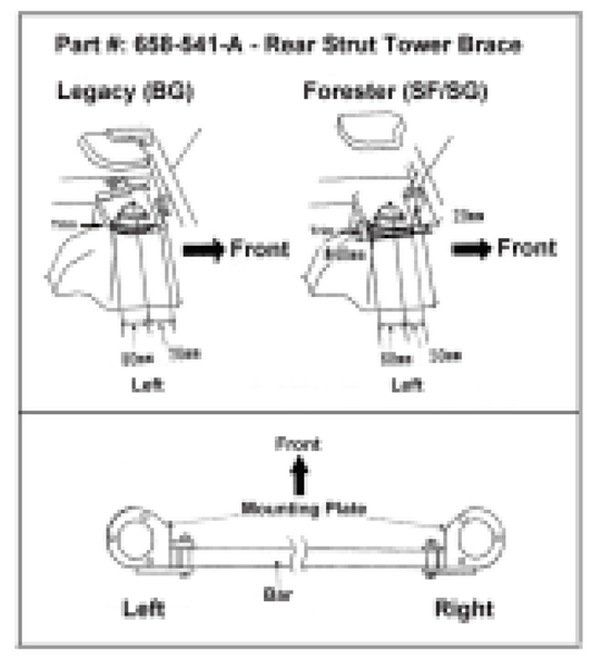 Cusco Strut Bar Type-AS Rear 20mm Round Subaru Forester SF/SG (Rear Panel Trimming Required) - 658 511 A