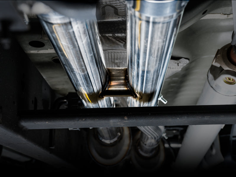 AWE Tuning 4th Gen GM 1500 6.2L 0FG Cat-Back Split Rear Exit (w/ Bumper Cutouts) - Quad Chrome Tips - 3015-42203