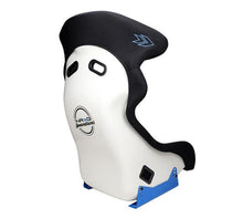 Load image into Gallery viewer, NRG FRP Bucket Seat - White Finish with Arrow Embroidery And Blue Side Mount Bracket - FRP-600WT