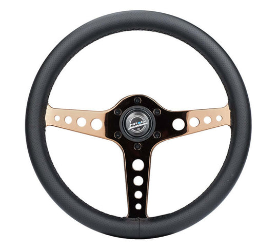 NRG Light Weight Gaming Steering Wheel - Driftz 350mm 3 Rose Gold Spokes Perforated Leather - ST-034RG-PR