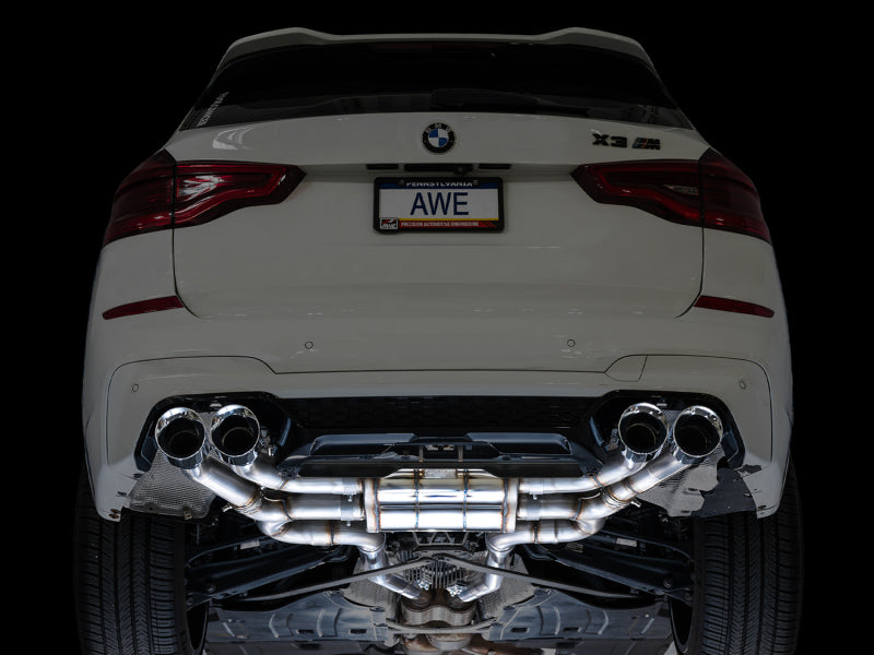 AWE Tuning 20-25 BMW X3 M/M Comp (F97) AWD SwitchPath Axle-Back Exhaust - Chrome Silver Tips - 3025-42301