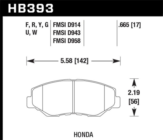 Hawk 89/03-17 Honda Accord HPS 5.0 Front Brake Pads - HB393B.665