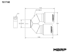 Load image into Gallery viewer, MBRP Burnt End Tip 2.5 ID, Dual 3.5 OD Out, 9.5 length, Single wall 304 Stainless Steel - T5171BE