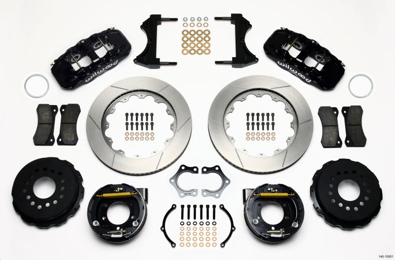 Wilwood AERO4 Rear P-Brake Kit 14.00in Mopar/Dana 2.36in Off w/Snap Ring Bearing - 140-10951