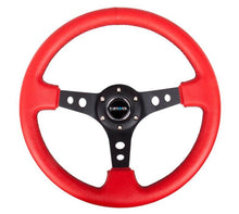 Load image into Gallery viewer, NRG Reinforced Steering Wheel (350mm / 3in. Deep) Red Leather/Blk Stitch w/Blk Circle Cutout Spokes - RST-006RR-BS