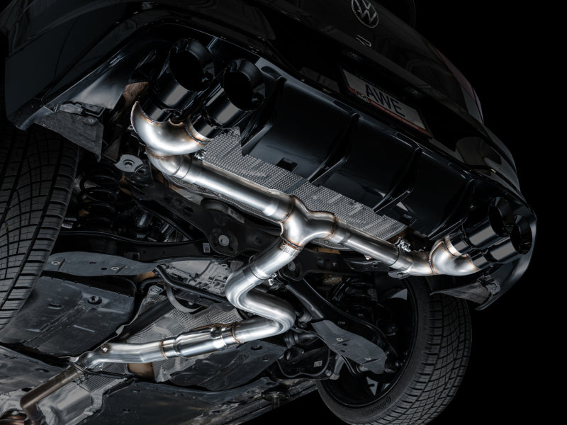 AWE Tuning MK8 Volkswagen Golf R 3in Track Edition Quad Exhaust - Diamond Black Tips - 3020-43658