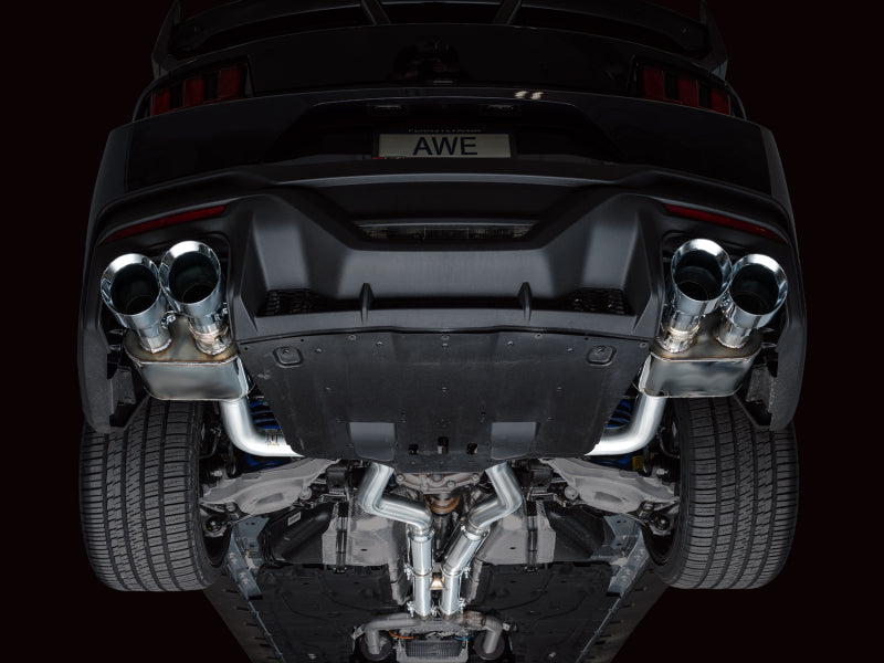 AWE 2024 Ford Mustang Dark Horse S650 RWD SwitchPath Cat-Back Exhaust w/ Quad Chrome Silver Tips - 3025-42375