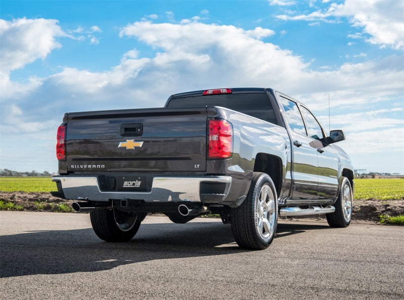 Borla 14 Silv/Sierra 1500 C/B Touring Exhaust /2.75in in Muffler 2.25inout 4inTIp SS Rear Exit - 140535
