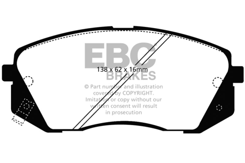 EBC 15+ Hyundai Sonata 1.6 Turbo (Elec Park Brake) Yellowstuff Front Brake Pads - DP41809R