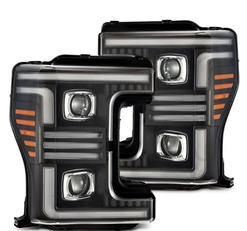 AlphaRex 17-19 Ford F-250/350/450/550  Super Duty PRO-Series Proj Headlights Black w/SeqSig & DRL - 880321