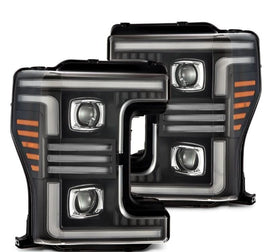 AlphaRex 17-19 Ford F-250/350/450/550  Super Duty PRO-Series Proj Headlights Black w/SeqSig & DRL