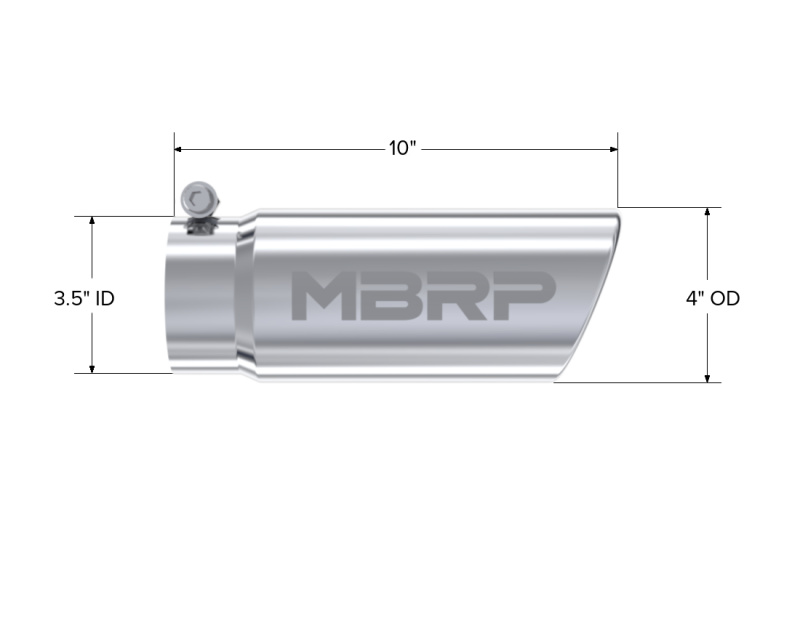 MBRP Universal Tip 4in O.D. Angled Rolled End 3.5in inlet 10 length - T5112