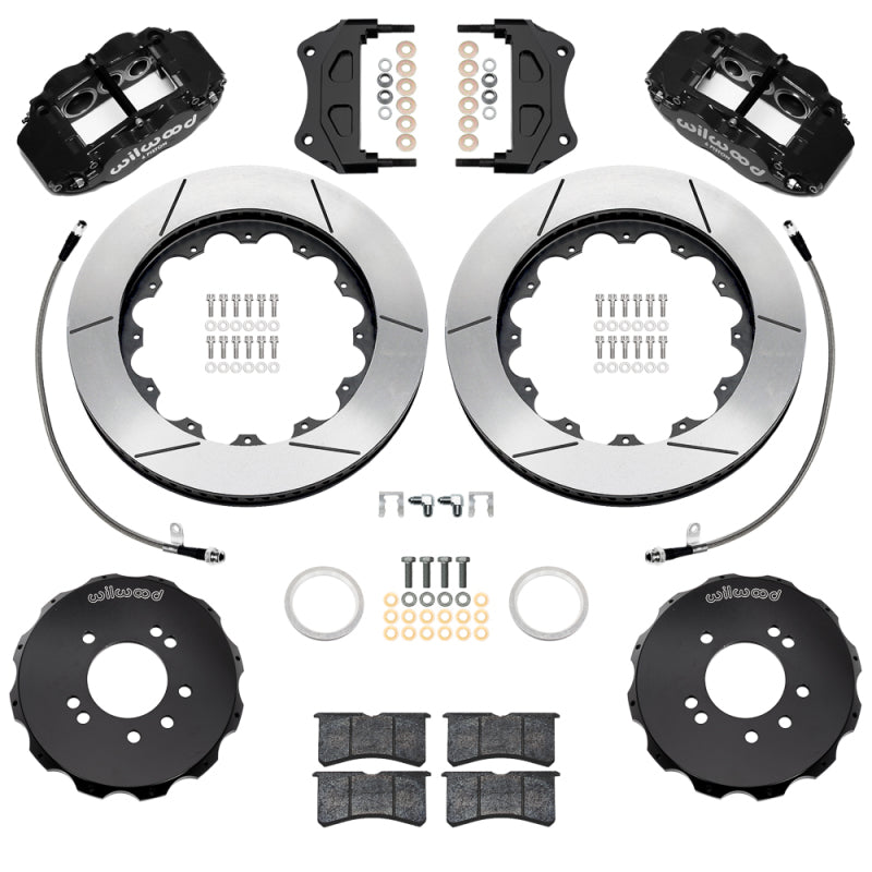 Wilwood 99-02 Nissan Skyline Superlite 6R Front BBK w/ 14in Slotted Rotors & Flexlines - Black - 140-18258