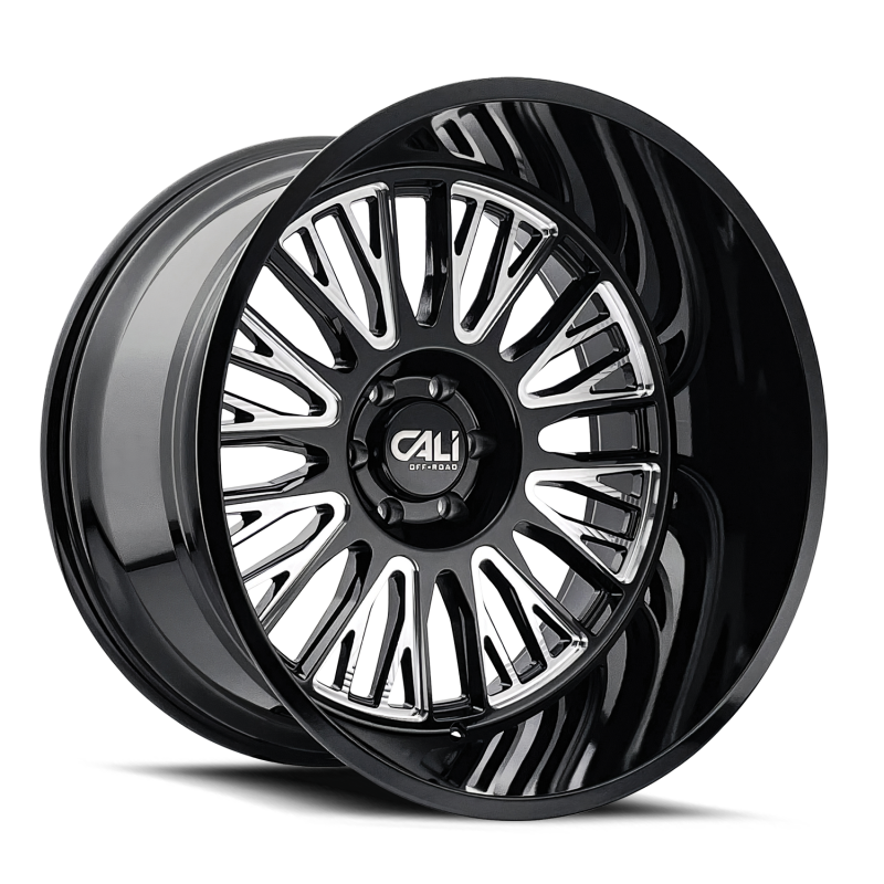 Cali Off-Road 9116 Vertex 24x14 / 8x165.1 BP / -76mm Offset / 125.2mm Hub Gloss Black Milled Wheel - 9116-24481BM