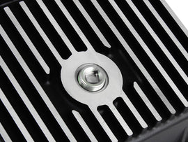 aFe POWER Transmission Pan Ford Trucks 80-92 (AOD Transmission)- Black w/ Machined Fins