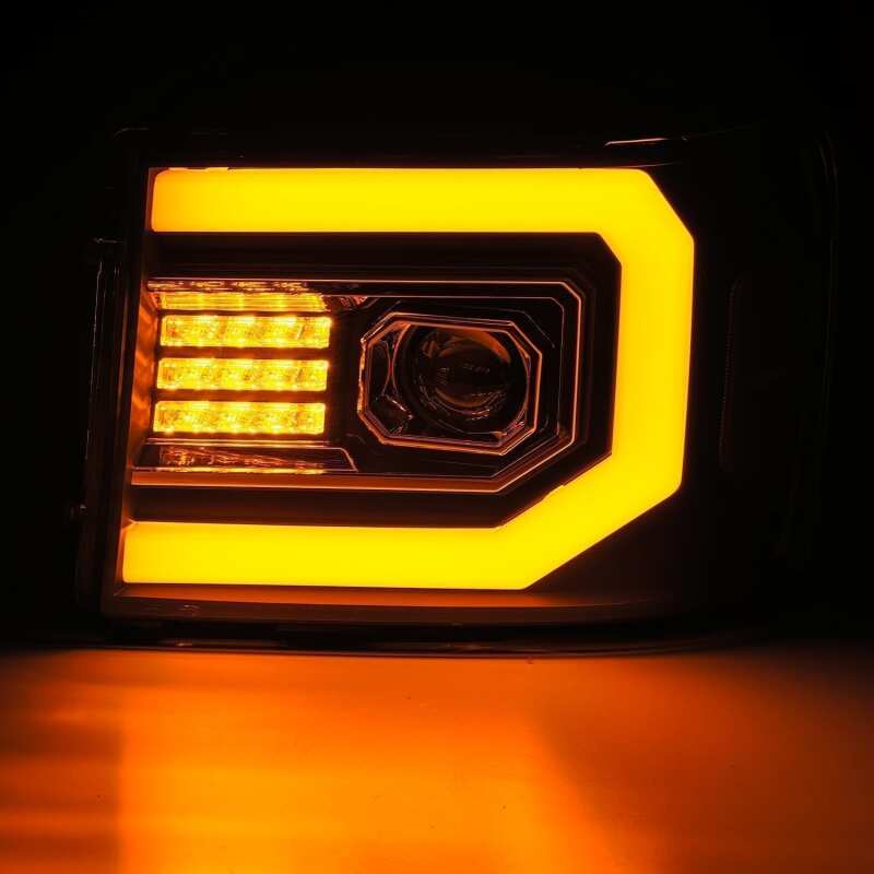 AlphaRex 07-13 GMC Sierra 1500 (No Clsc) LUXX-Series LED Proj HL Jet Blk w/Actv Lgt & Seq.Sig / DRL - 880097