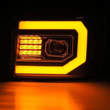 Load image into Gallery viewer, AlphaRex 07-13 GMC Sierra 1500 (No Clsc) LUXX-Series LED Proj HL Jet Blk w/Actv Lgt &amp; Seq.Sig / DRL - 880097