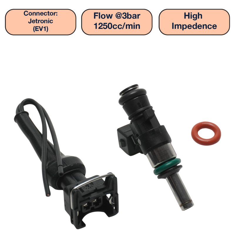 DeatschWerks Universal 1250cc Single Fuel Injector / 34mm Length / 14mm O-Ring Seals - DW1250-34-14-14-1
