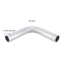 Mishimoto Universal Aluminum Intercooler Tubing 3in. OD - 90 Degree Bend - MMICP-AL-39
