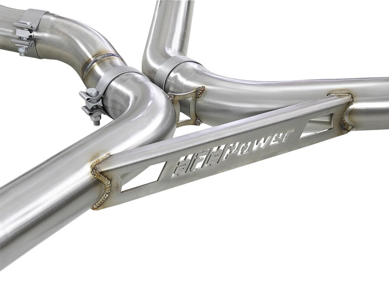 aFe MACH Force-Xp 3.5in. 304 SS C/B Exhaust w/o Muffler 15-18 BMW X5 M V8-4.4L (tt) - Polished Tip - 49-36342-P