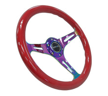 Load image into Gallery viewer, NRG Classic Wood Grain Steering Wheel (350mm) Red Grip w/Neochrome 3-Spoke Center - ST-015MC-RD