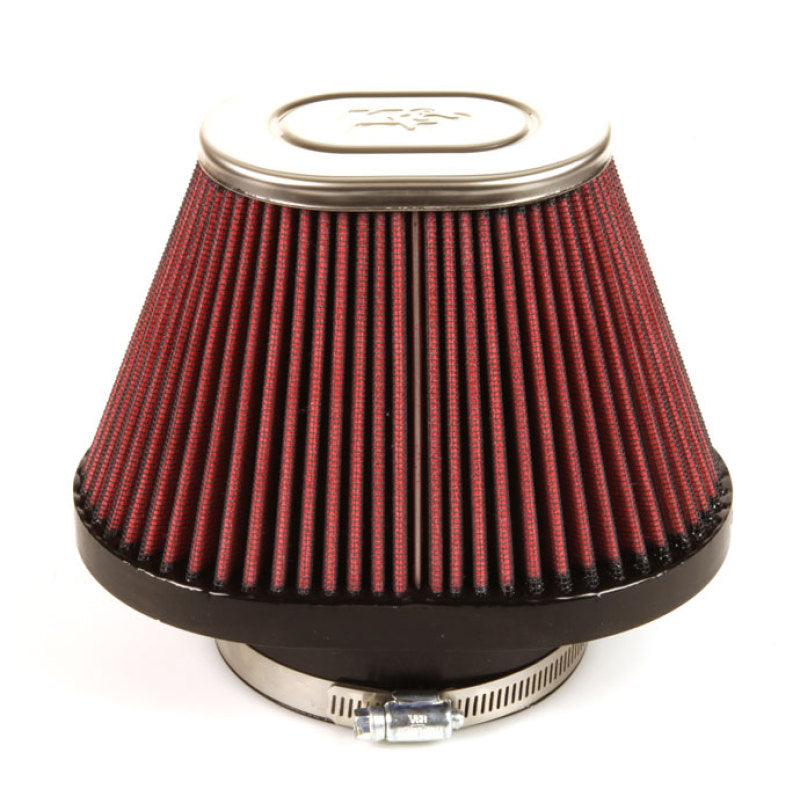 K&N Universal Chrome Filter-Oval Tapered 4in Flg ID x 5.375in Base O/S W x 3.313in Top O/S W - RC-1680