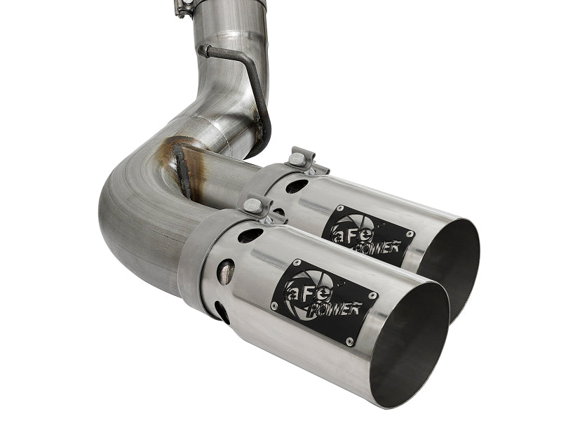 aFe Victory Series 4in 409-SS DPF-Back Exhaust w/ Dual Polished Tips 2017 GM Duramax V8-6.6L(td) L5P - 49-44089-P
