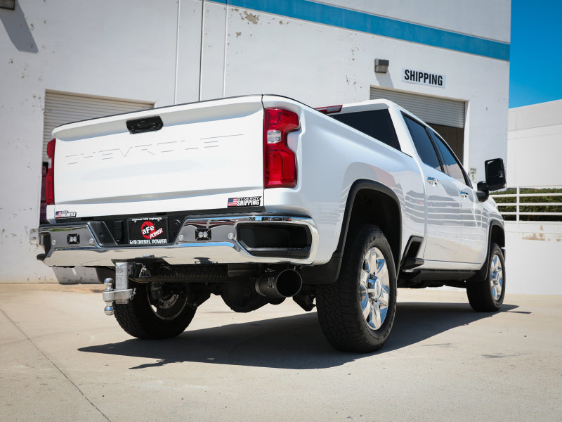 aFe Large Bore-HD 5 IN 409 SS DPF-Back Exhaust System w/Black Tip 20-21 GM Truck V8-6.6L - 49-44125-B
