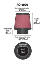 Load image into Gallery viewer, K&amp;N Universal Clamp-On Air Filter 2-1/8in Flange 3-1/2in Base 2in Top 4in Height - RC-1920