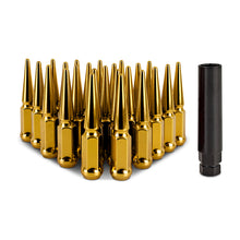 Load image into Gallery viewer, Mishimoto Mishimoto Steel Spiked Lug Nuts M14 x 1.5 24pc Set Gold - MMLG-SP1415-24GD