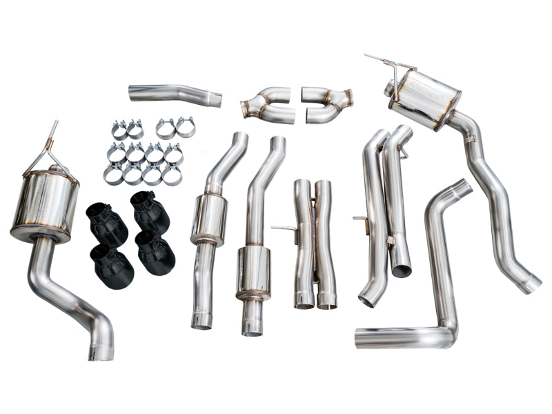 AWE Tuning 2021+ Cadillac Escalade 6.2L 0FG Dual Exit Exhaust System w/ 5in Diamond Blk Tips - 3015-43321