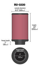Load image into Gallery viewer, K&amp;N Filter Universal Rubber Filter 5in Flange ID / 6.5in OD / 10in Height - RU-3220