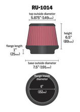 Load image into Gallery viewer, K&amp;N Universal Tapered Filter 6in Flange ID x 7.5in Base OD x 5.875in Top OD x 6.5in Height - RU-1014