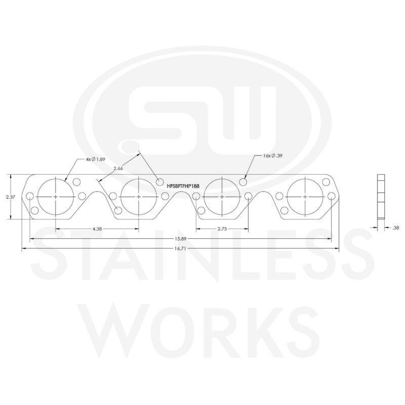Stainless Works Small Block Ford Trick Flow High Port Header 304SS Exhaust Flanges 1-7/8in Primaries - HFSBFTFHP188
