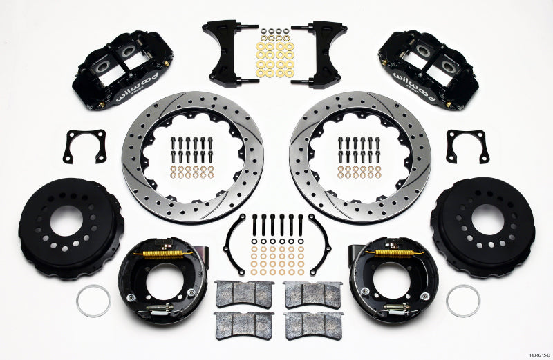 Wilwood Narrow Superlite 4R Rear P-Brk Kit 12.88in Drilled Chevy 12 Bolt-Spec 3.15in Bearing - 140-9215-D