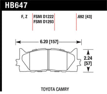 Load image into Gallery viewer, Hawk 10 Lexus ES350 / 07-11 Toyota Camry SE/XLE HPS Street Front Brake Pads - HB647F.692