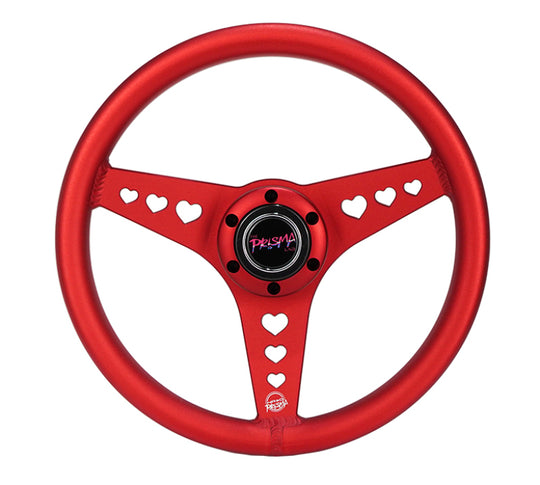 NRG All Aluminum Steering Wheel 330mm - Heart Cut Out- Ergonomic Grip- Anadized Red - RST-073-RD