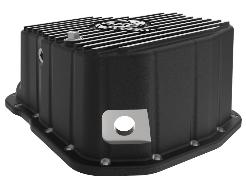 aFe 011-16 GM Diesel Trucks V8-6.6L LML Engine Oil Pan Black POWER Pro Series w/ Machined Fins - 46-71080B