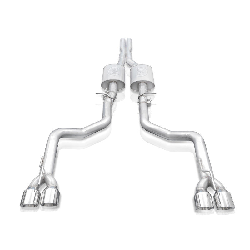 Stainless Works 15-19 Dodge Challenger 6.2L/6.4L Hemi 3in Legend Catback X-Pipe w/4in Quad Tips - CHAL16CBL4