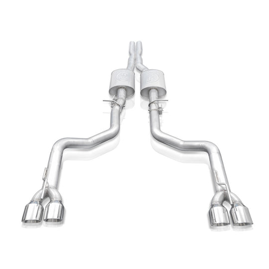 Stainless Works 15-19 Dodge Challenger 6.2L/6.4L Hemi 3in Legend Catback X-Pipe w/4in Quad Tips - CHAL16CBL4