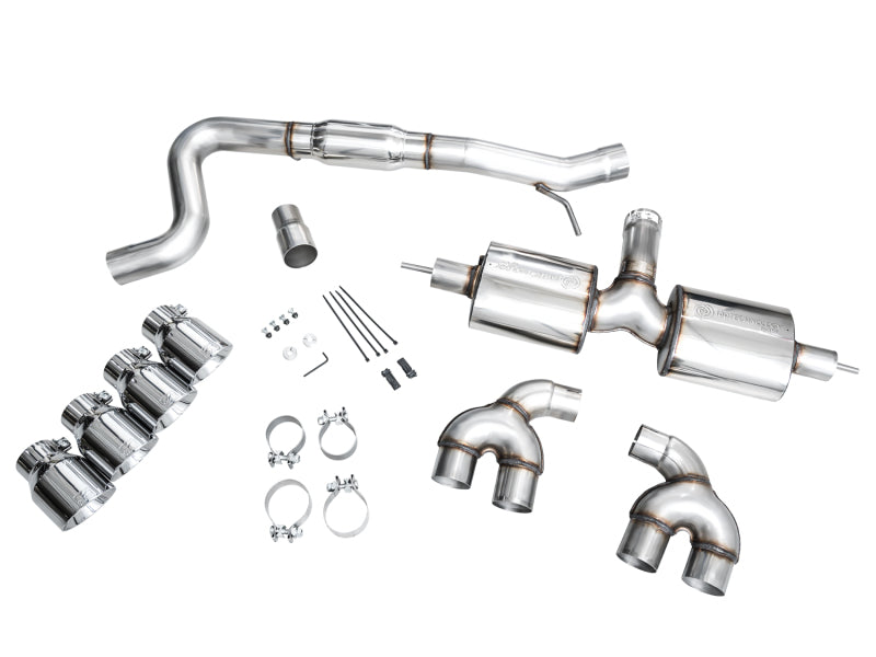 AWE Tuning MK8 Volkswagen Golf R 3in Touring Edition Quad Exhaust - Chrome Silver Tips - 3015-42658