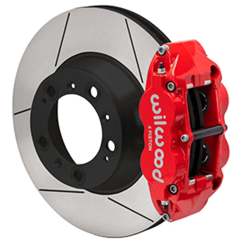 Wilwood 99-12 Porsche 911(996/997) Superlite 4R Rear Brake Kit Slotted 14.00in Rotor W/Lines - Red - 140-17101-R