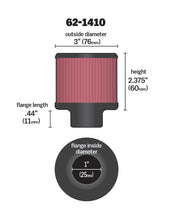 Load image into Gallery viewer, K&amp;N 1 inch ID 3 inch OD 2.375 inch H Rubber Base Crankcase Vent Filter - 62-1410