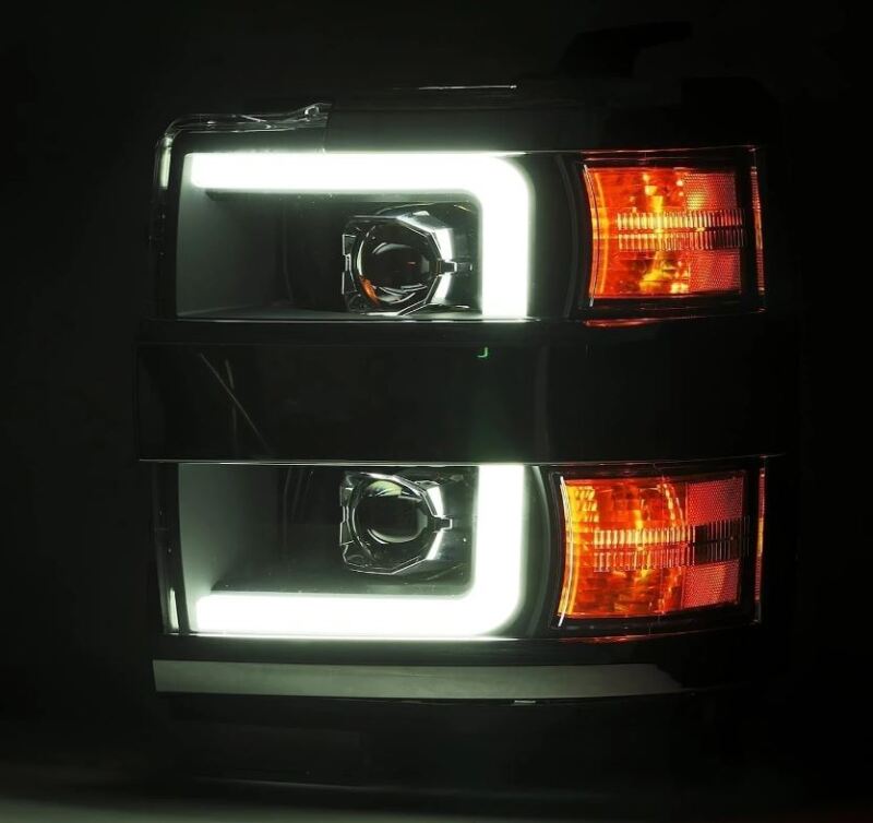 AlphaRex 15-19 Chevy Silverado 2500/3500 LUXX-Series Proj. Headlights Blk w/Actv SeqSig & SBDRL - 880098