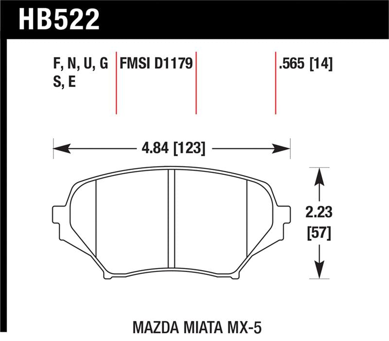 Hawk 06-10 Mazda Miata Mx-5 Base Blue 9012 Race Front Brake Pads - HB522E.565