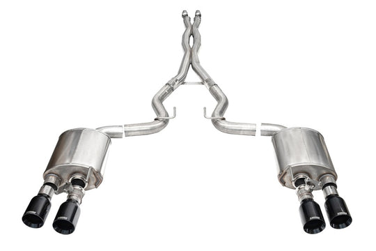 Corsa 24-25 Ford Mustang Dark Horse 5.0L 3in Dual Rear Cat-Back w/Twin 4.5in Black PVD Straight Tips - 21266BLK