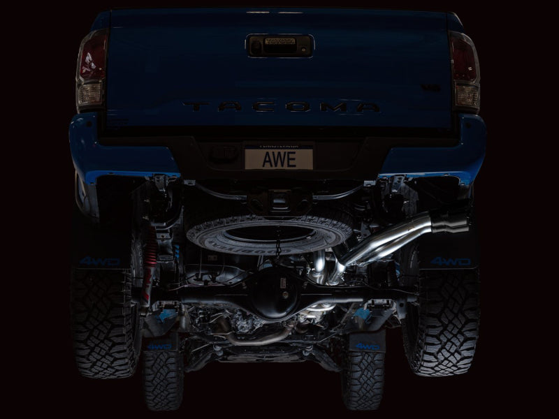 AWE Tuning 16-22 Toyota Tacoma 0FG Cat-Back Exhaust w/ BashGuard - Dual Diamond Black Tips - 3015-33826