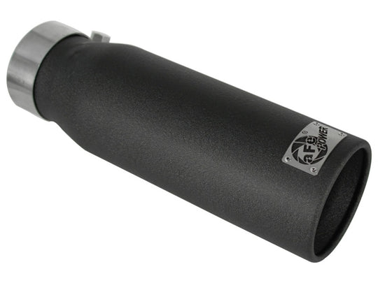 aFe MACHForce XP Exhausts Tips SS-304 EXH Tip 3in x 4Out x 12L Bolt-On (blk) - 49-92043-B